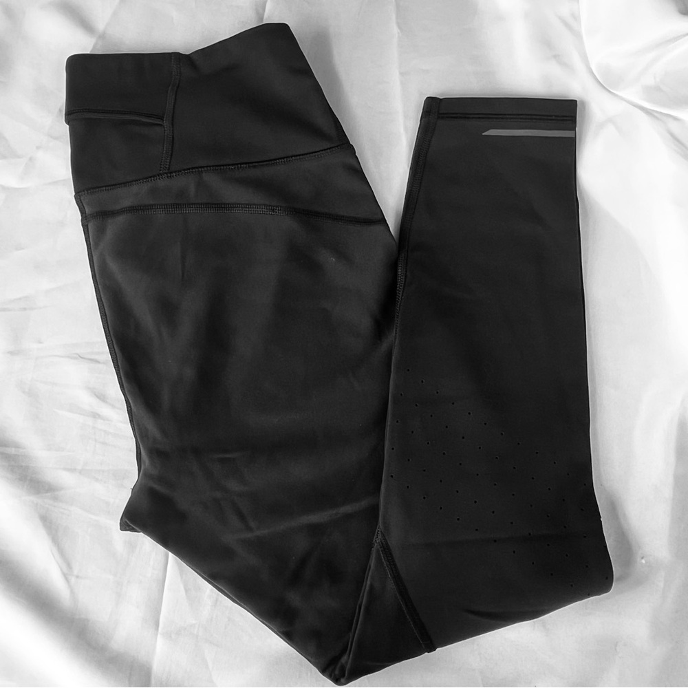 (EUC) Athleta Black Textured Leggings Mesh Sonar